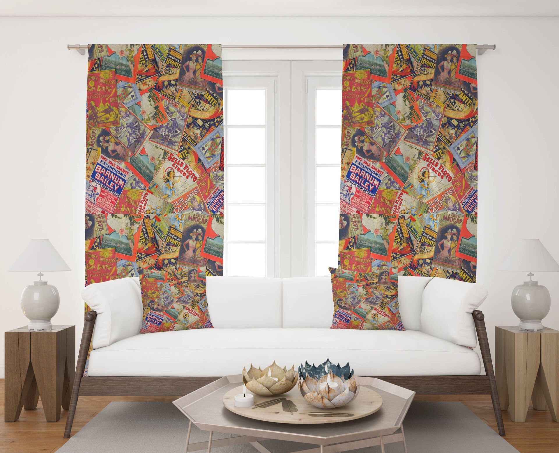 Dijital Baskı Çift Kanat Fon Perde