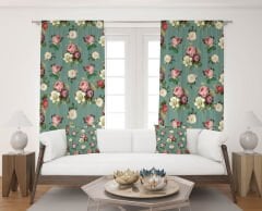 Dijital Baskı Çift Kanat Fon Perde