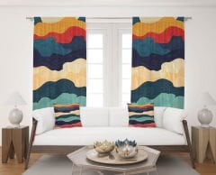 Dijital Baskı Çift Kanat Fon Perde