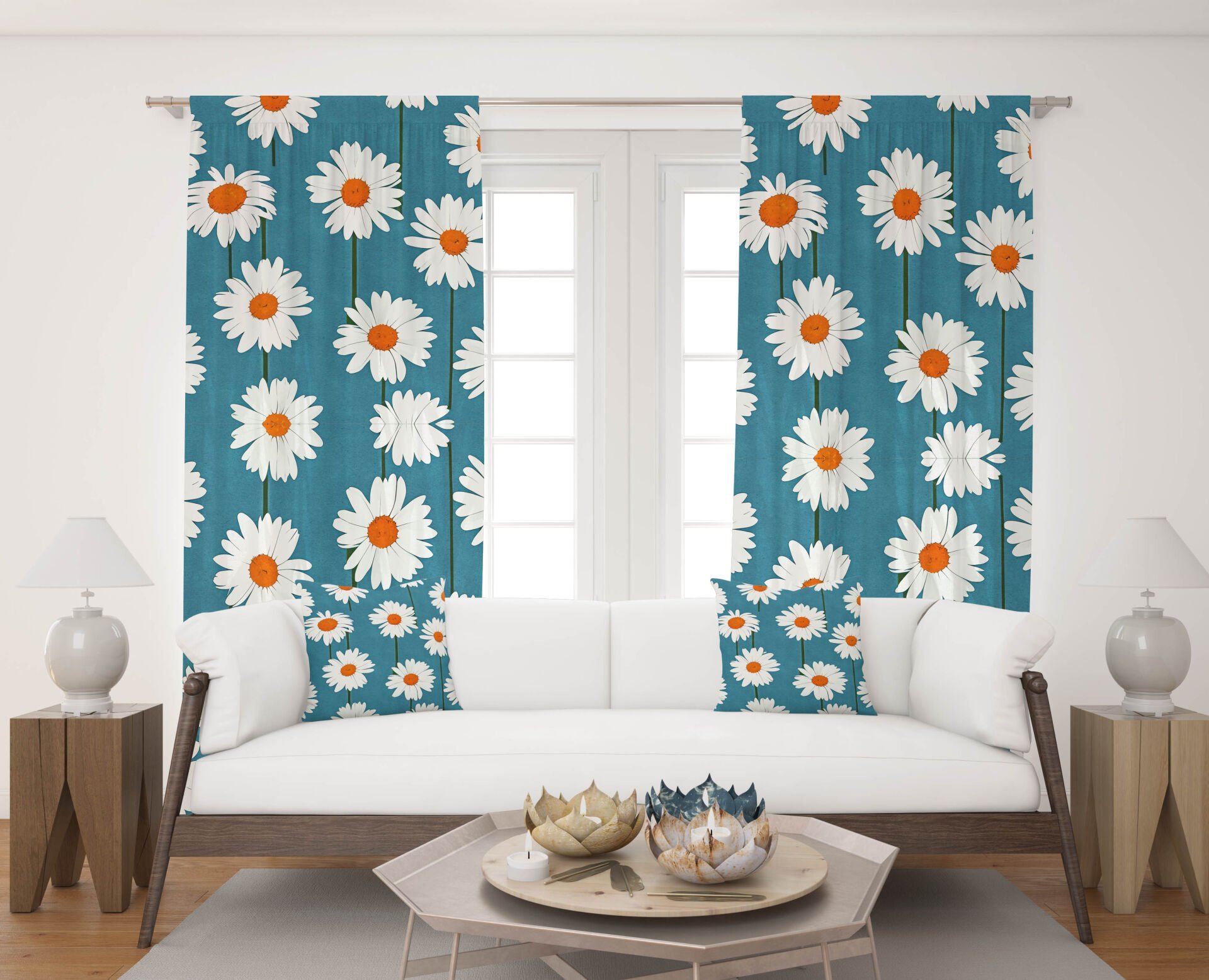 Dijital Baskı Çift Kanat Fon Perde