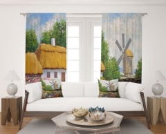 Dijital Baskı Çift Kanat Fon Perde