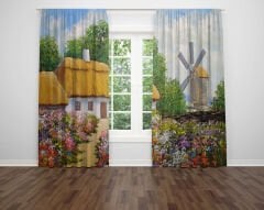 Dijital Baskı Çift Kanat Fon Perde