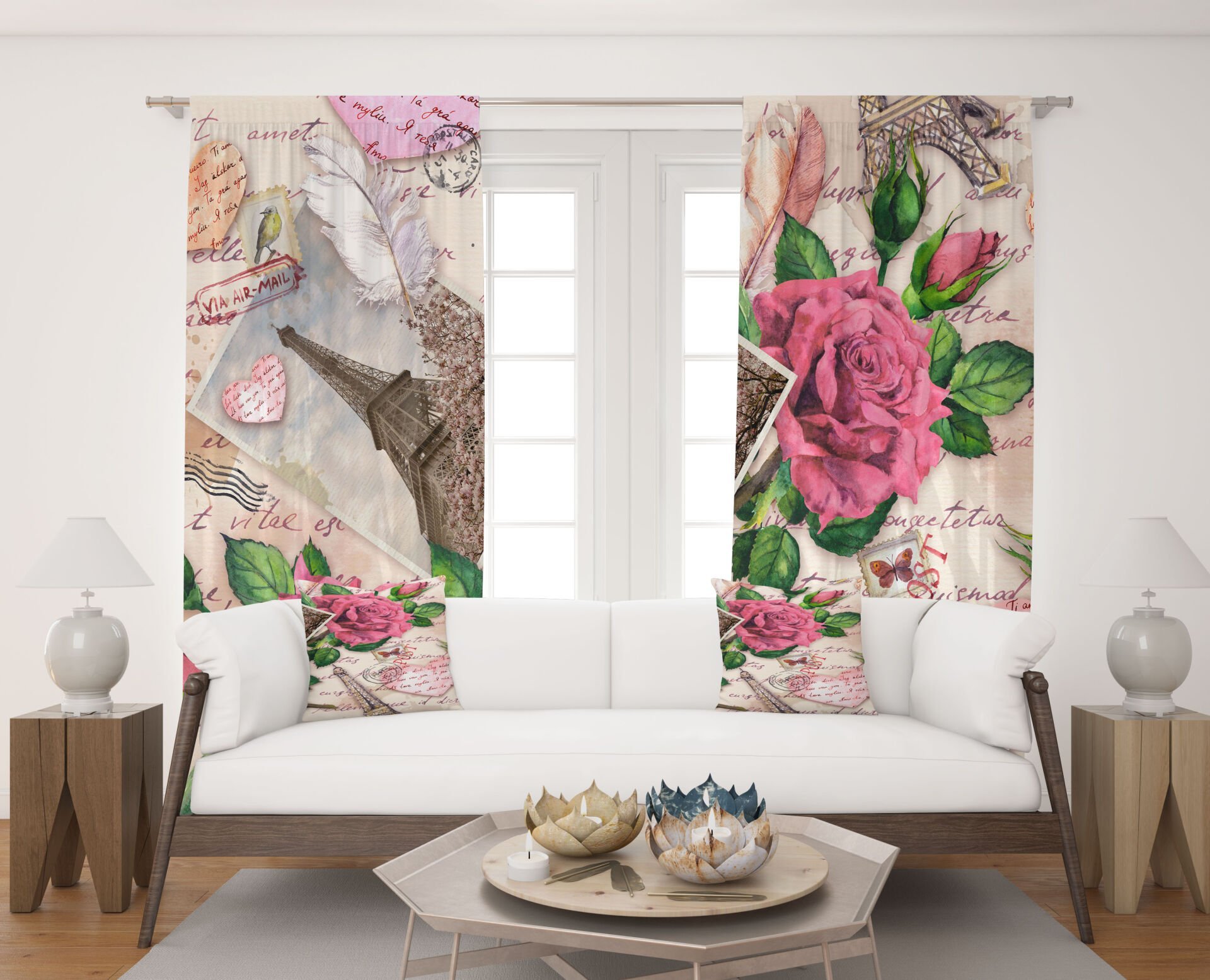 Dijital Baskı Çift Kanat Fon Perde