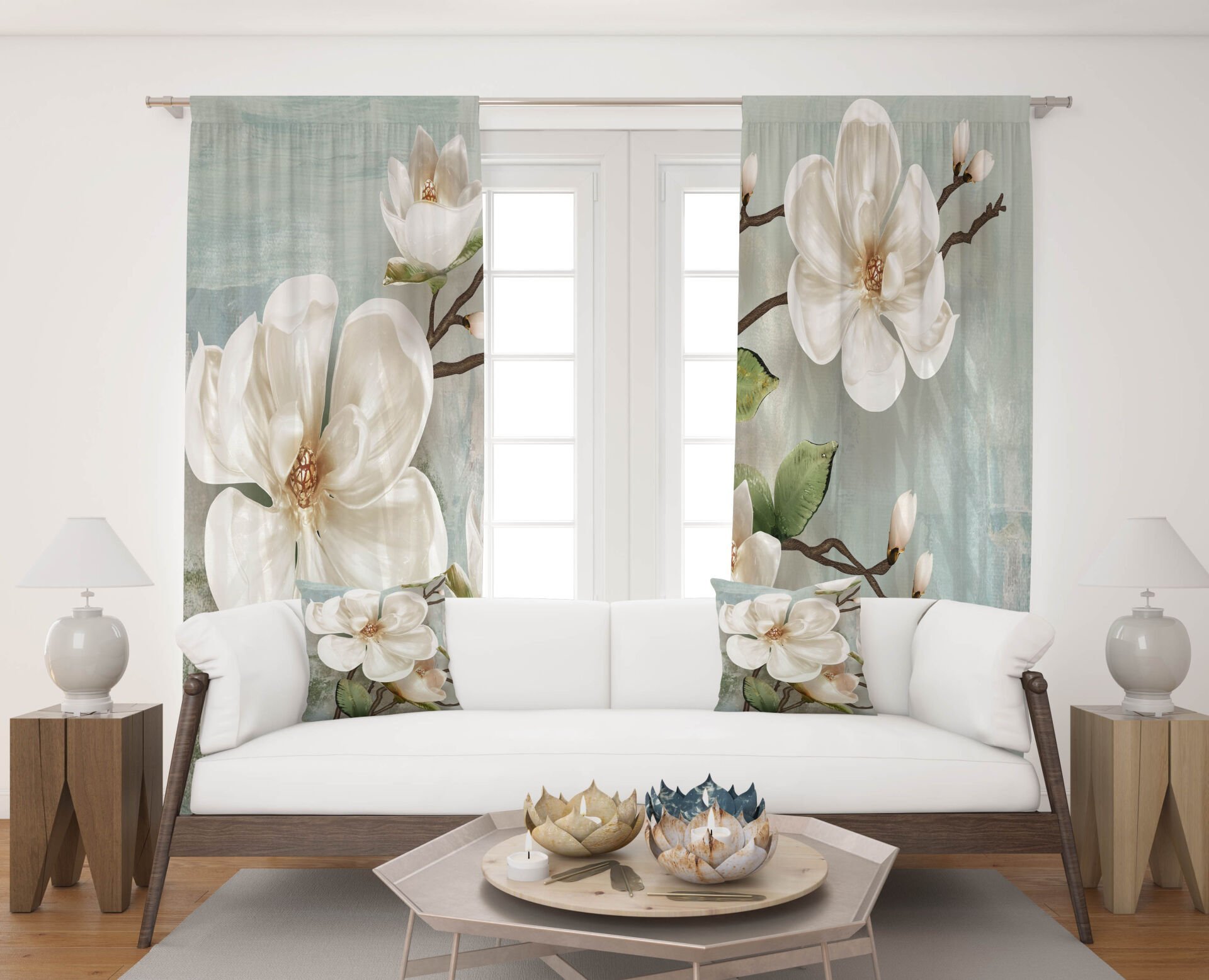 Dijital Baskı Çift Kanat Fon Perde