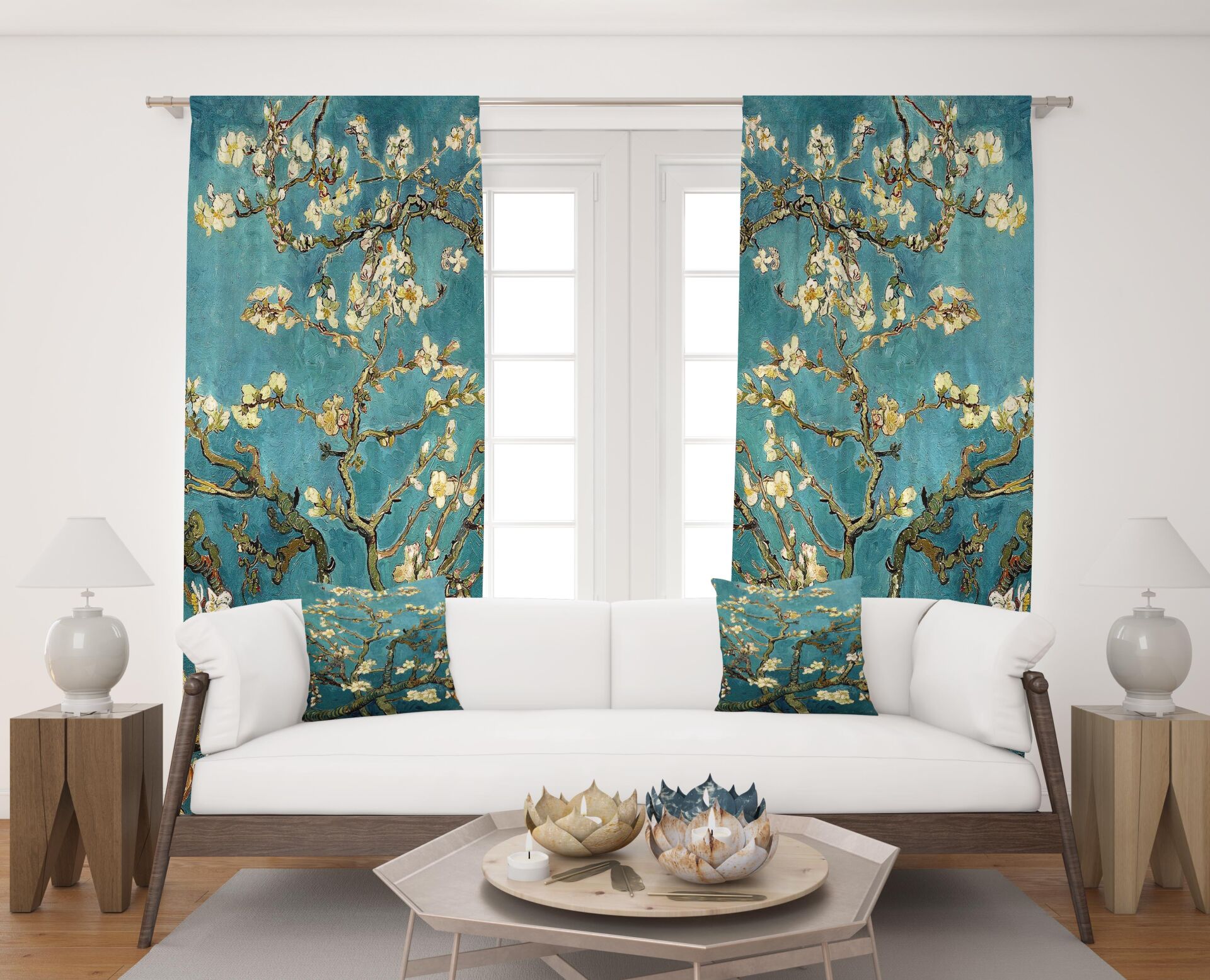 Dijital Baskı Çift Kanat Fon Perde