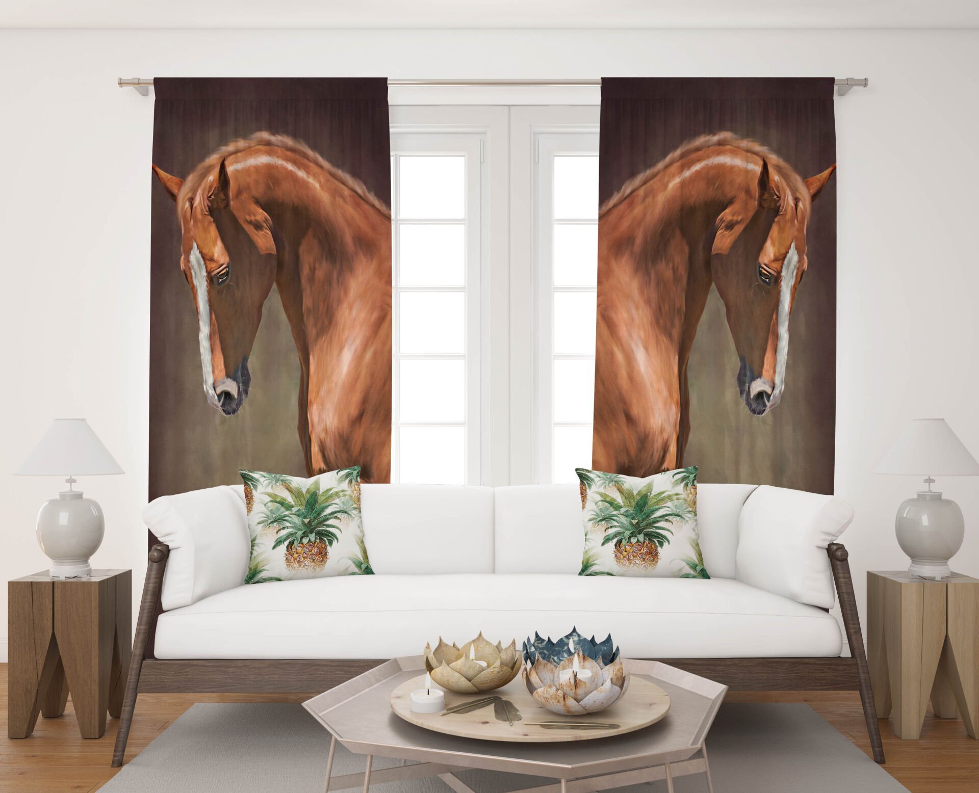 Dijital Baskı Çift Kanat Fon Perde