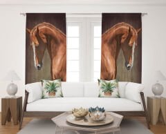 Dijital Baskı Çift Kanat Fon Perde