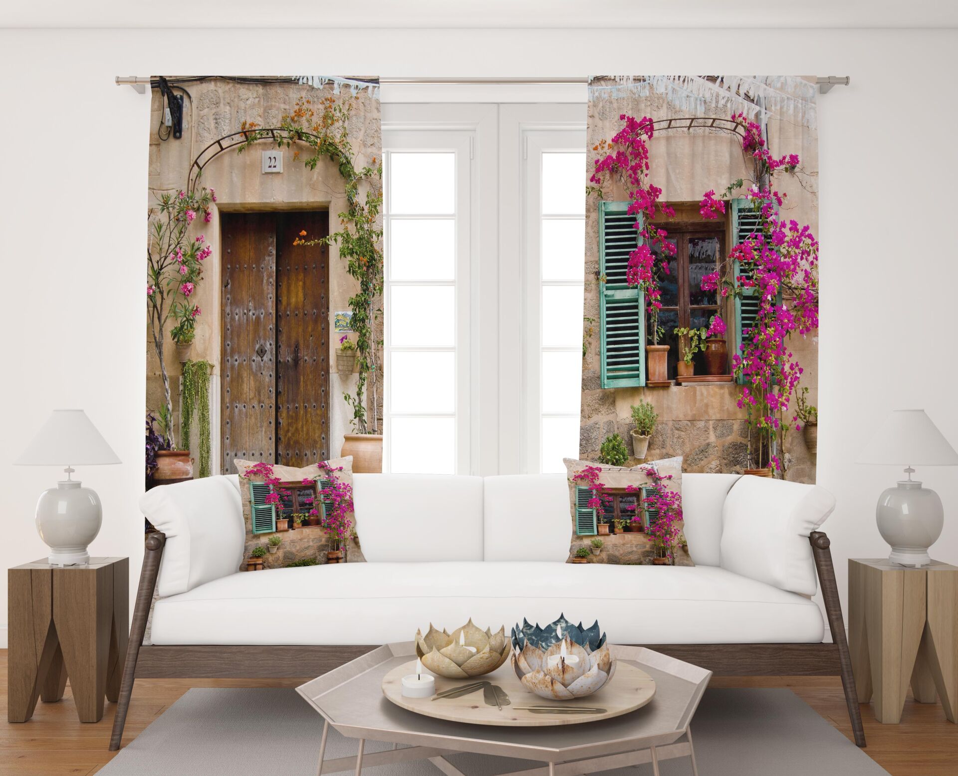 Dijital Baskı Çift Kanat Fon Perde