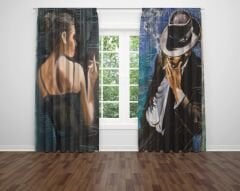 Dijital Baskı Çift Kanat Fon Perde