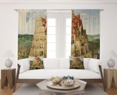 Dijital Baskı Çift Kanat Fon Perde