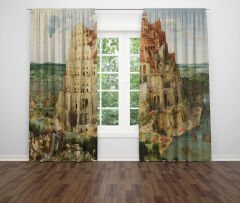 Dijital Baskı Çift Kanat Fon Perde