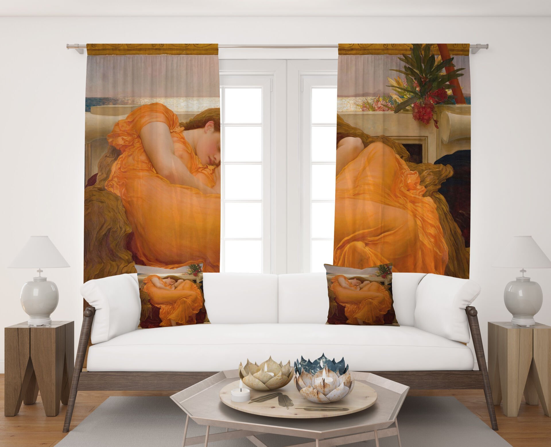 Dijital Baskı Çift Kanat Fon Perde