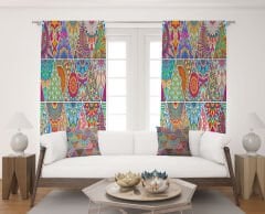 Dijital Baskı Çift Kanat Fon Perde