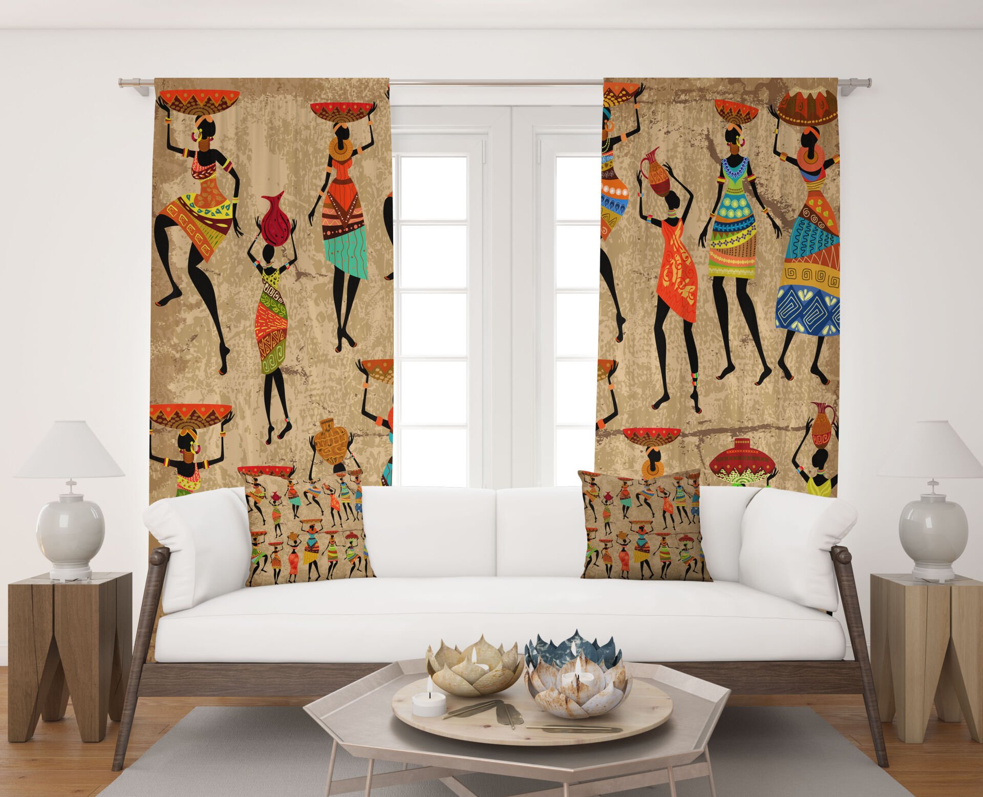 Dijital Baskı Çift Kanat Fon Perde