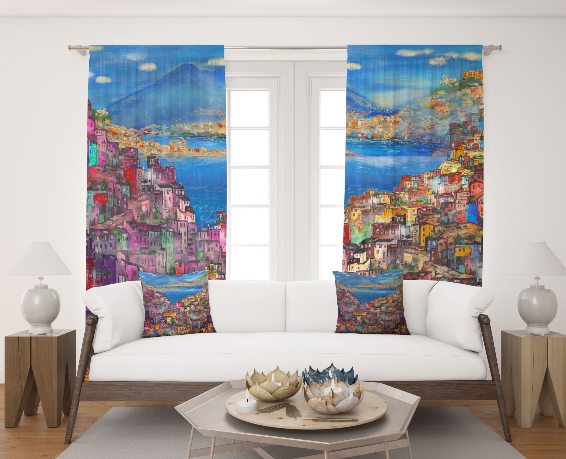 Dijital Baskı Çift Kanat Fon Perde