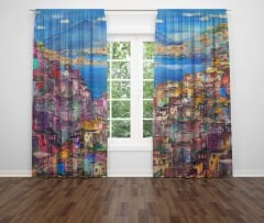 Dijital Baskı Çift Kanat Fon Perde