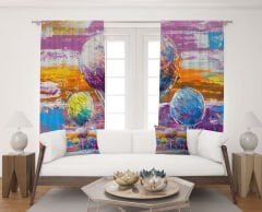 Dijital Baskı Çift Kanat Fon Perde