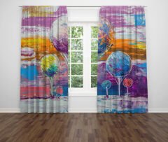 Dijital Baskı Çift Kanat Fon Perde