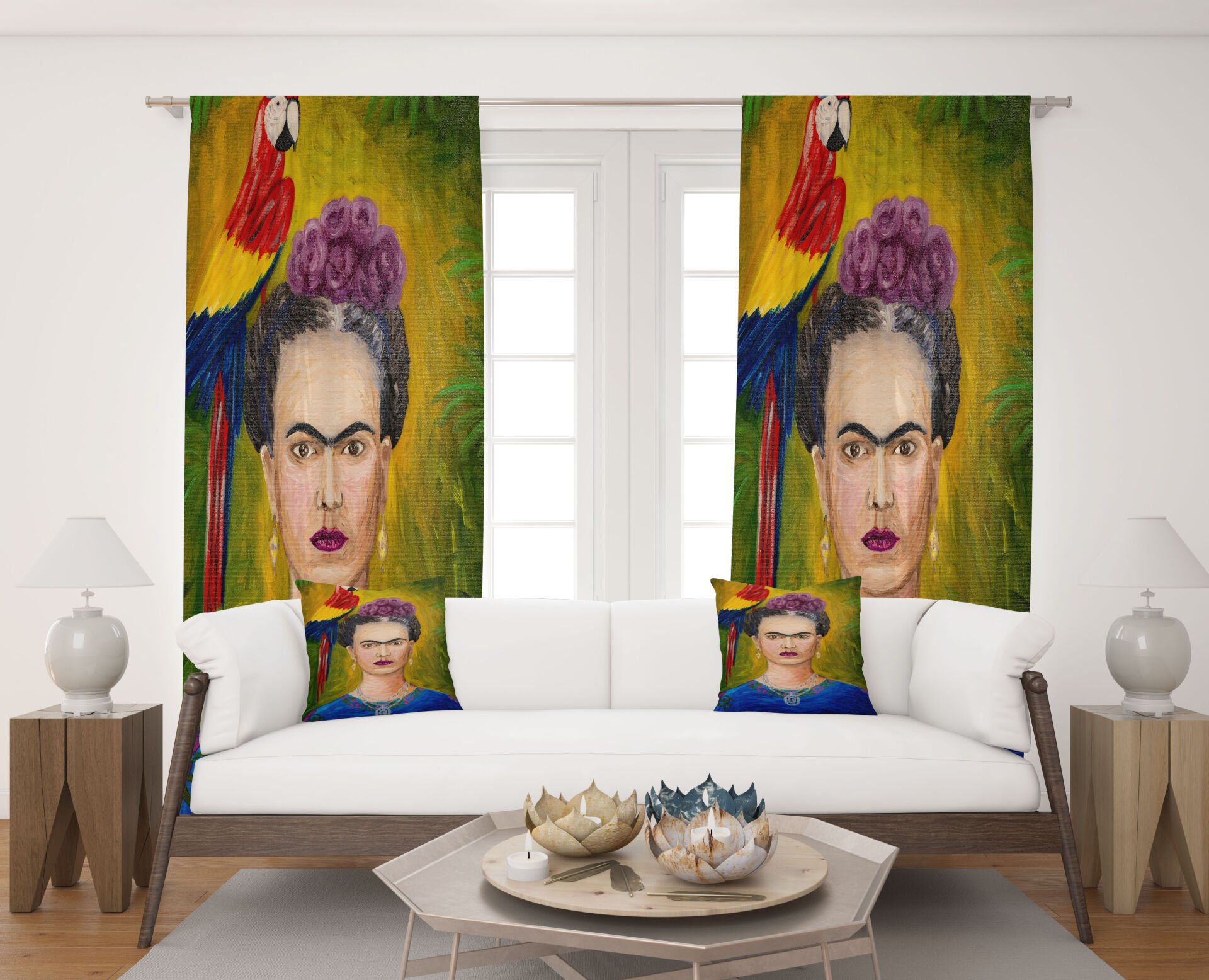 Dijital Baskı Çift Kanat Fon Perde