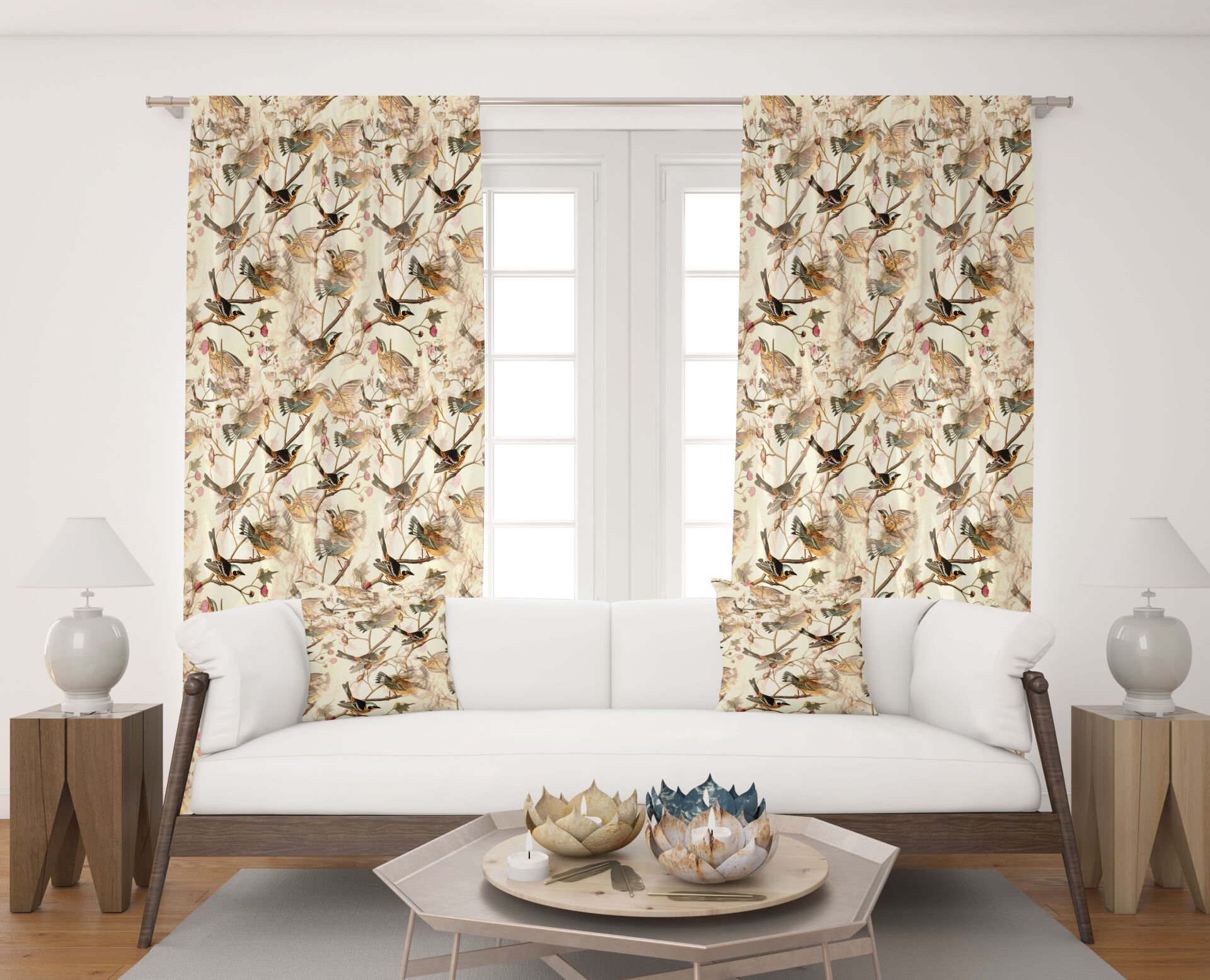 Dijital Baskı Çift Kanat Fon Perde