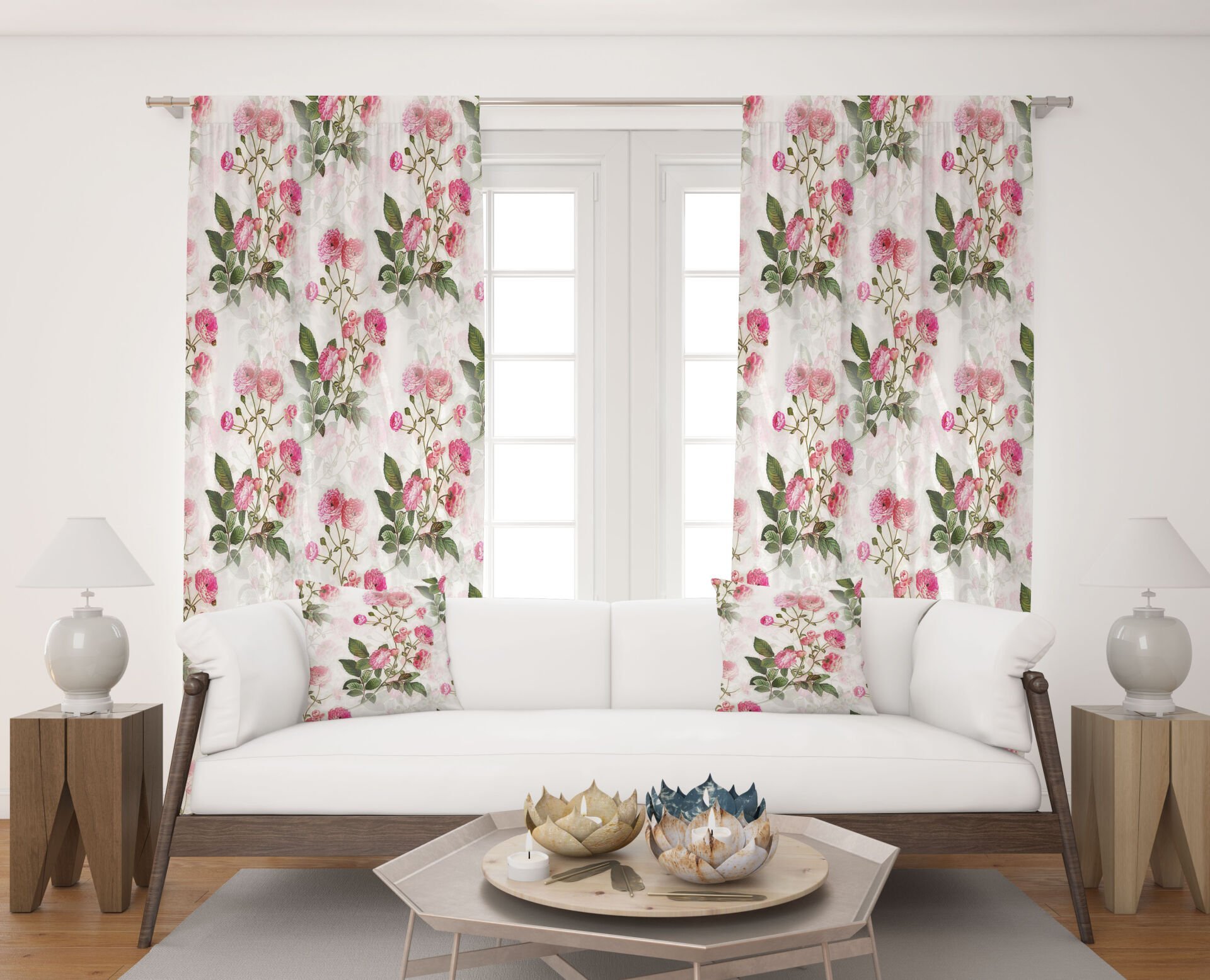 Dijital Baskı Çift Kanat Fon Perde