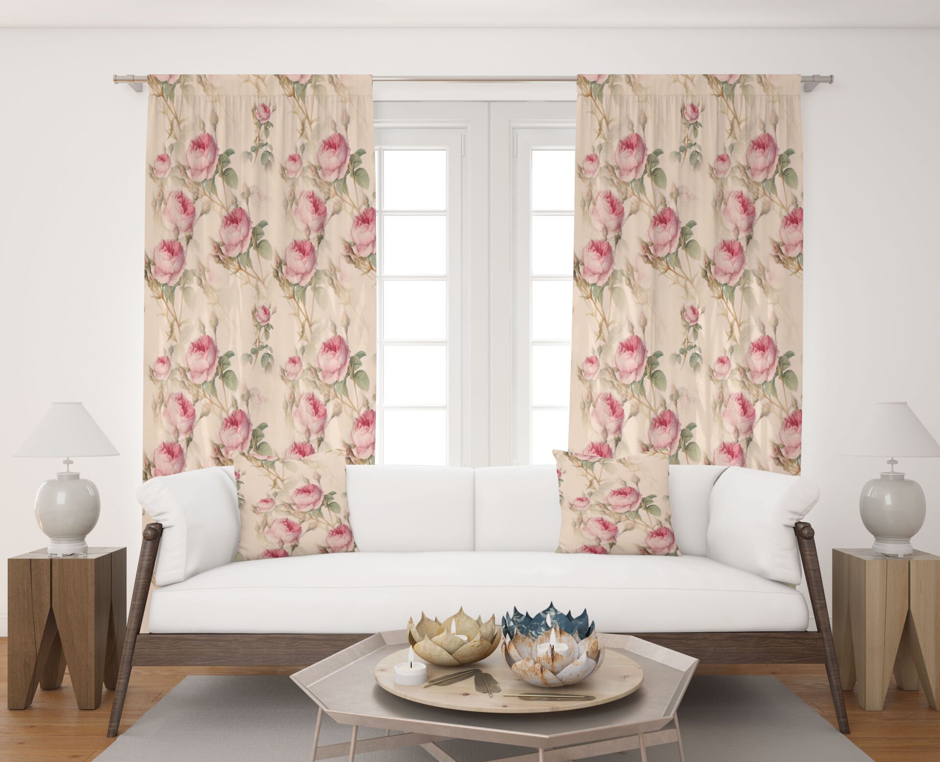 Dijital Baskı Çift Kanat Fon Perde