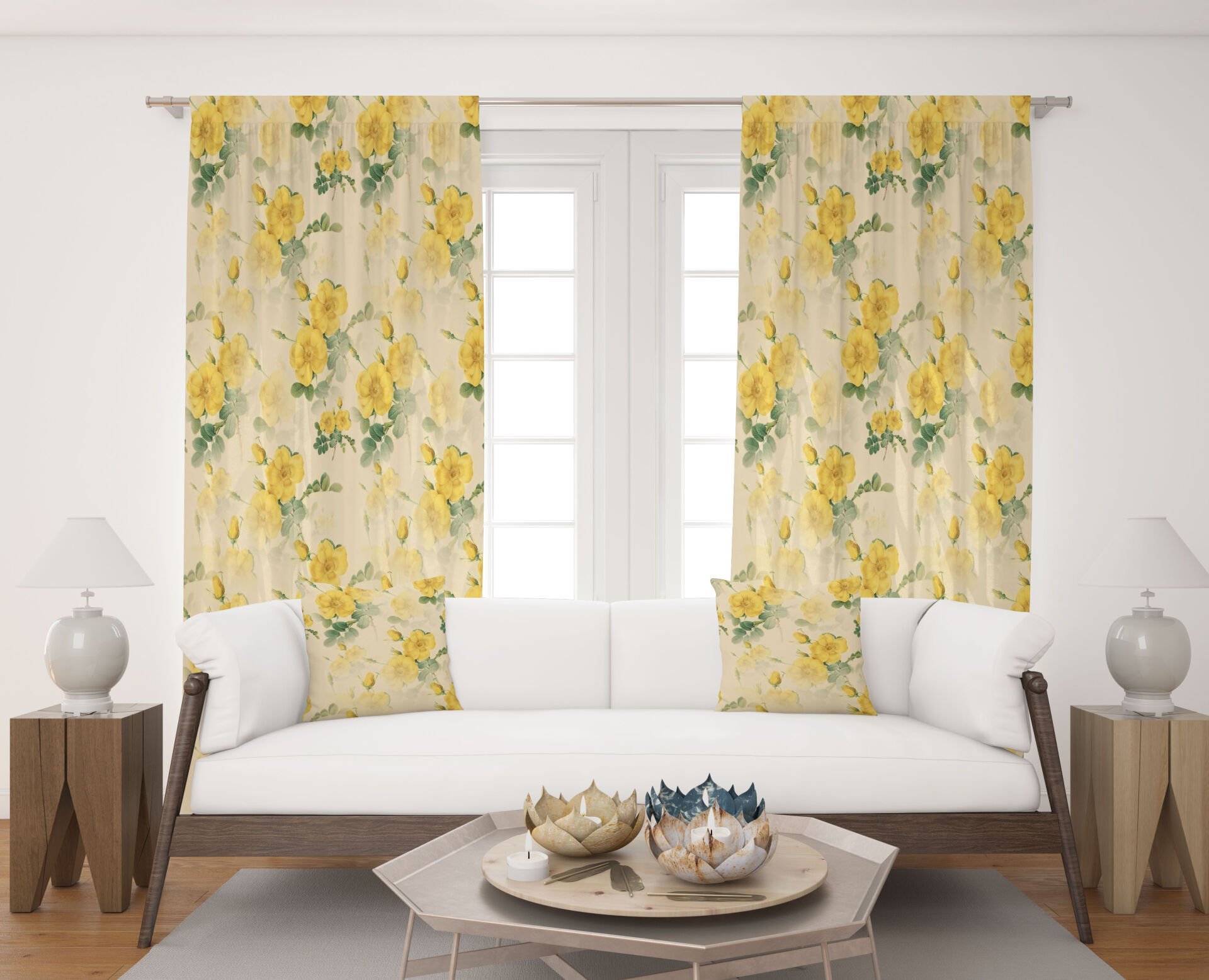 Dijital Baskı Çift Kanat Fon Perde