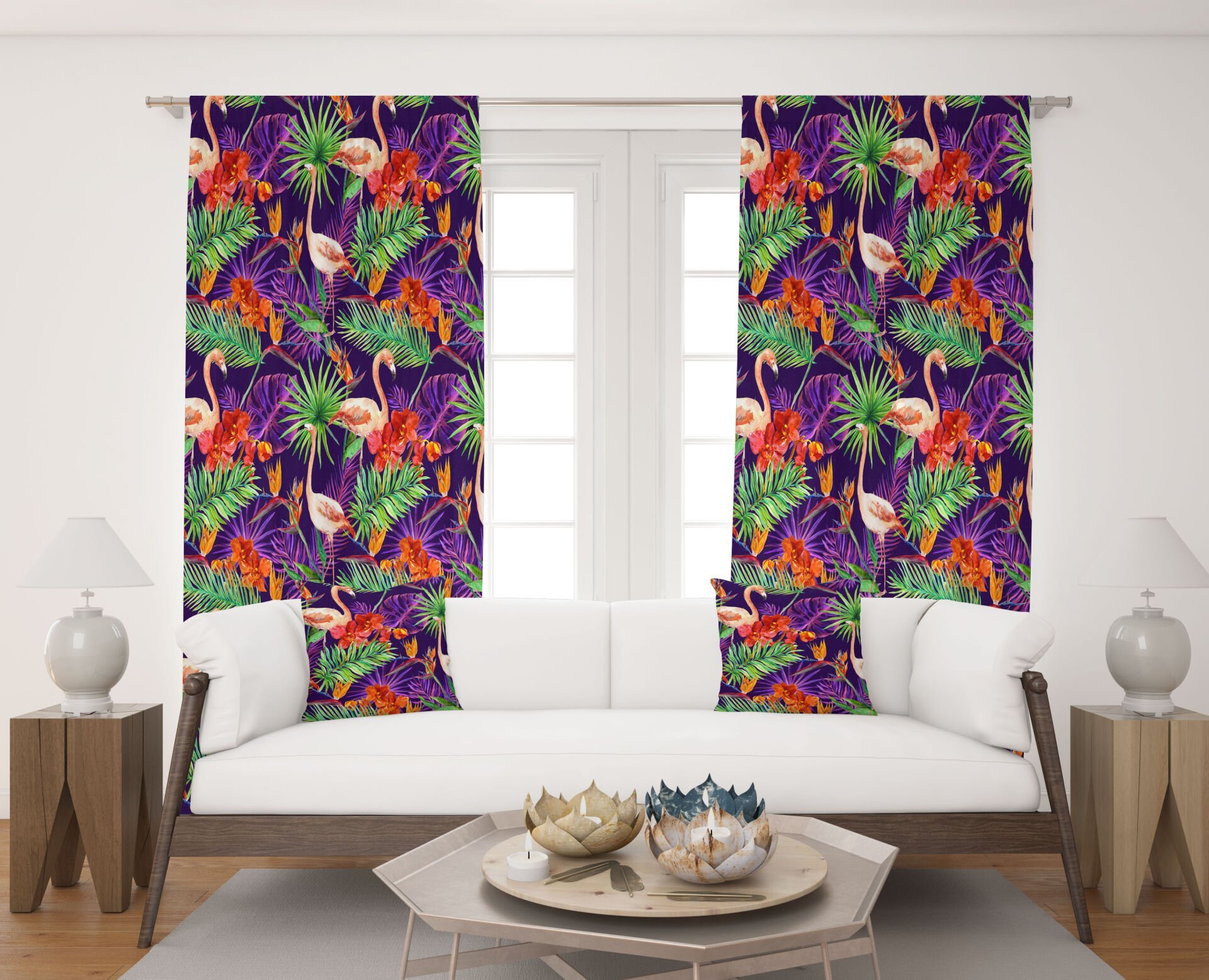 Dijital Baskı Çift Kanat Fon Perde