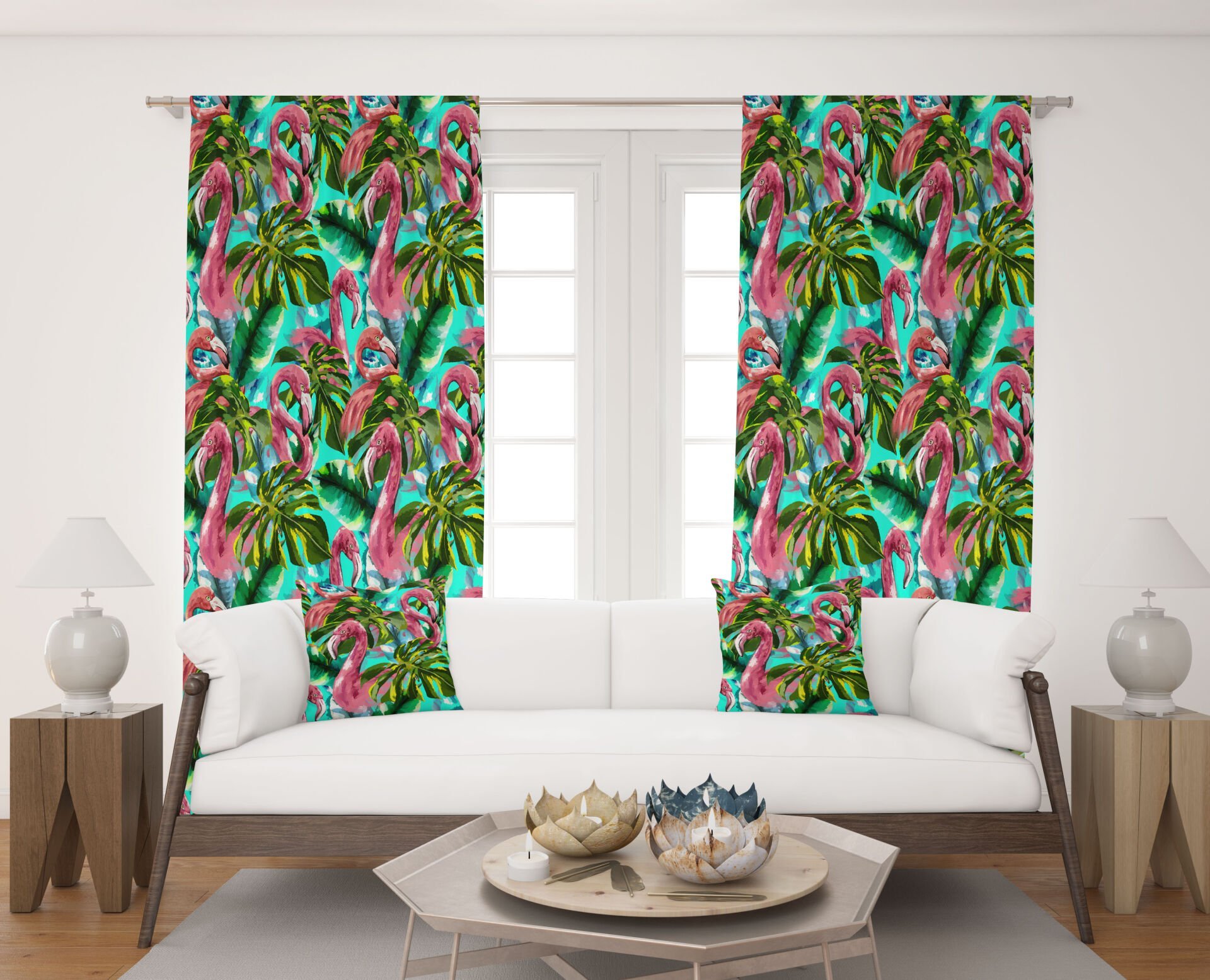 Dijital Baskı Çift Kanat Fon Perde