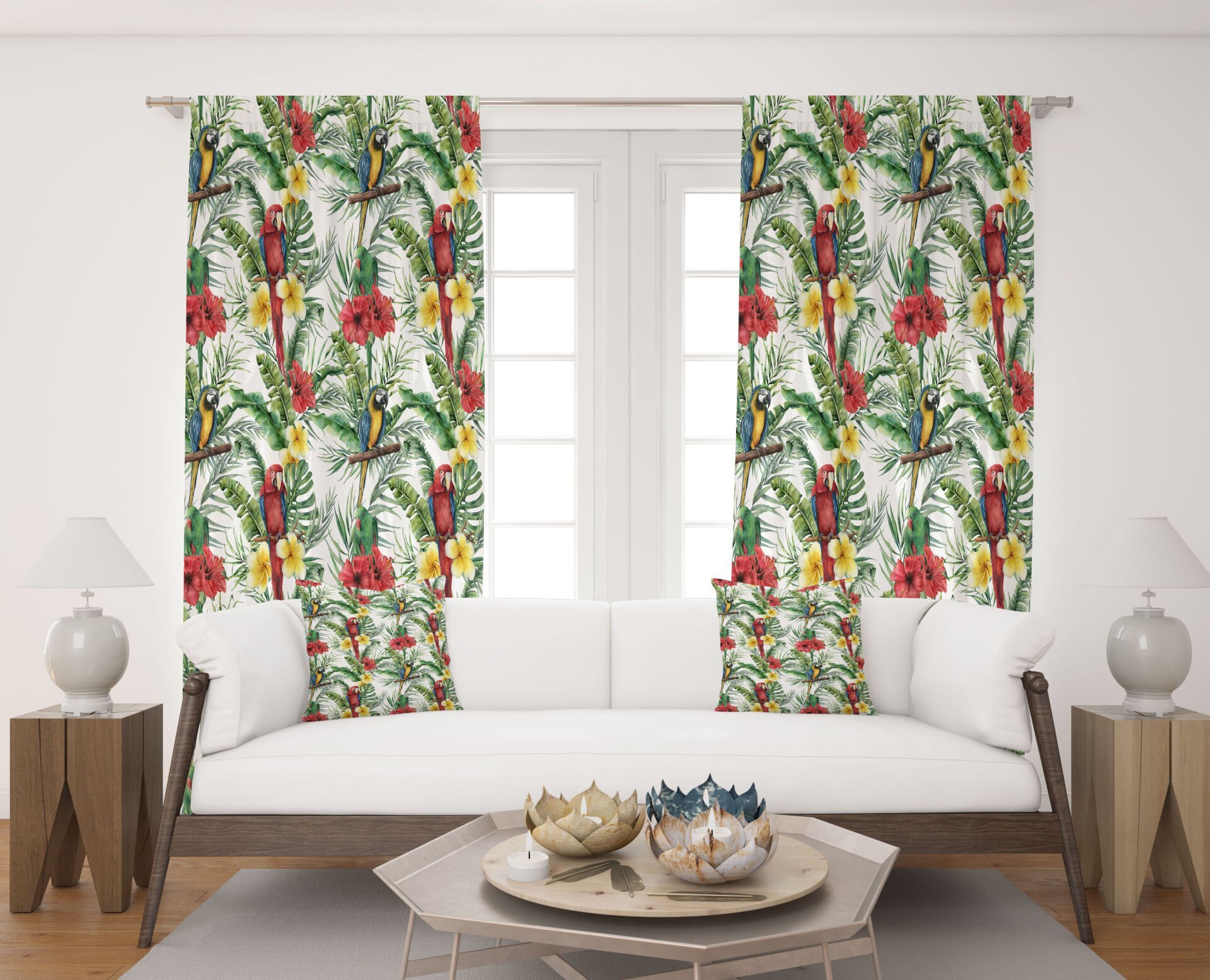 Dijital Baskı Çift Kanat Fon Perde