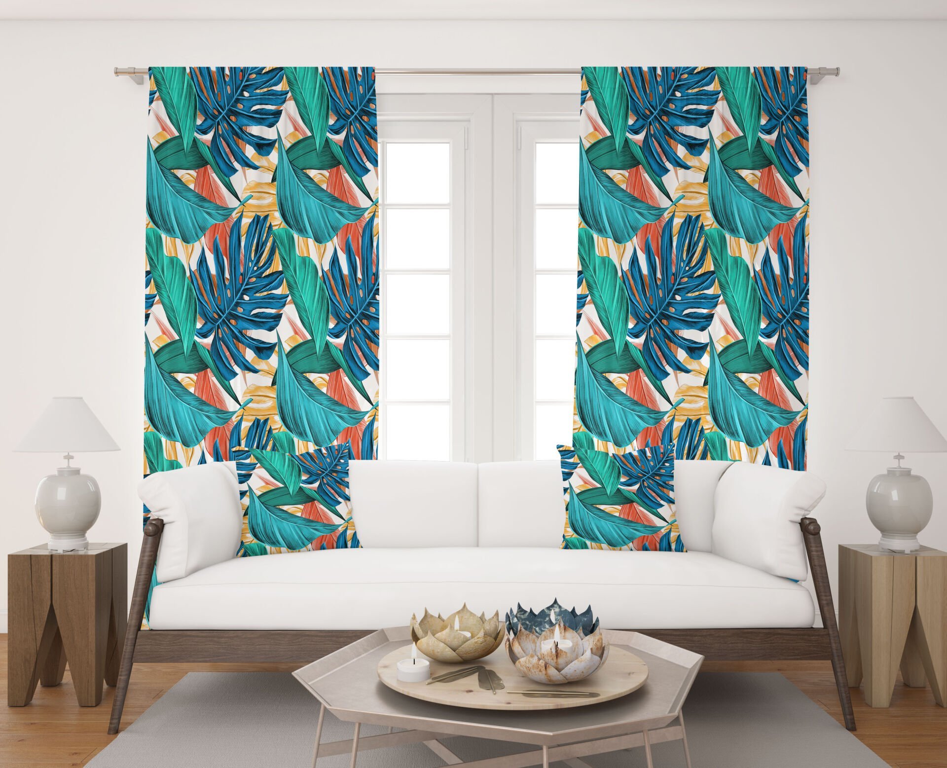 Dijital Baskı Çift Kanat Fon Perde