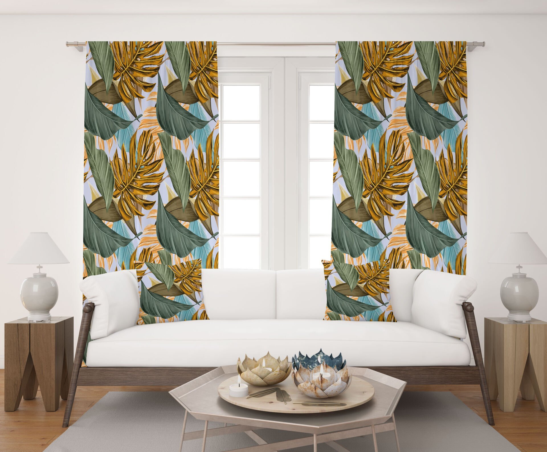 Dijital Baskı Çift Kanat Fon Perde