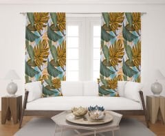 Dijital Baskı Çift Kanat Fon Perde