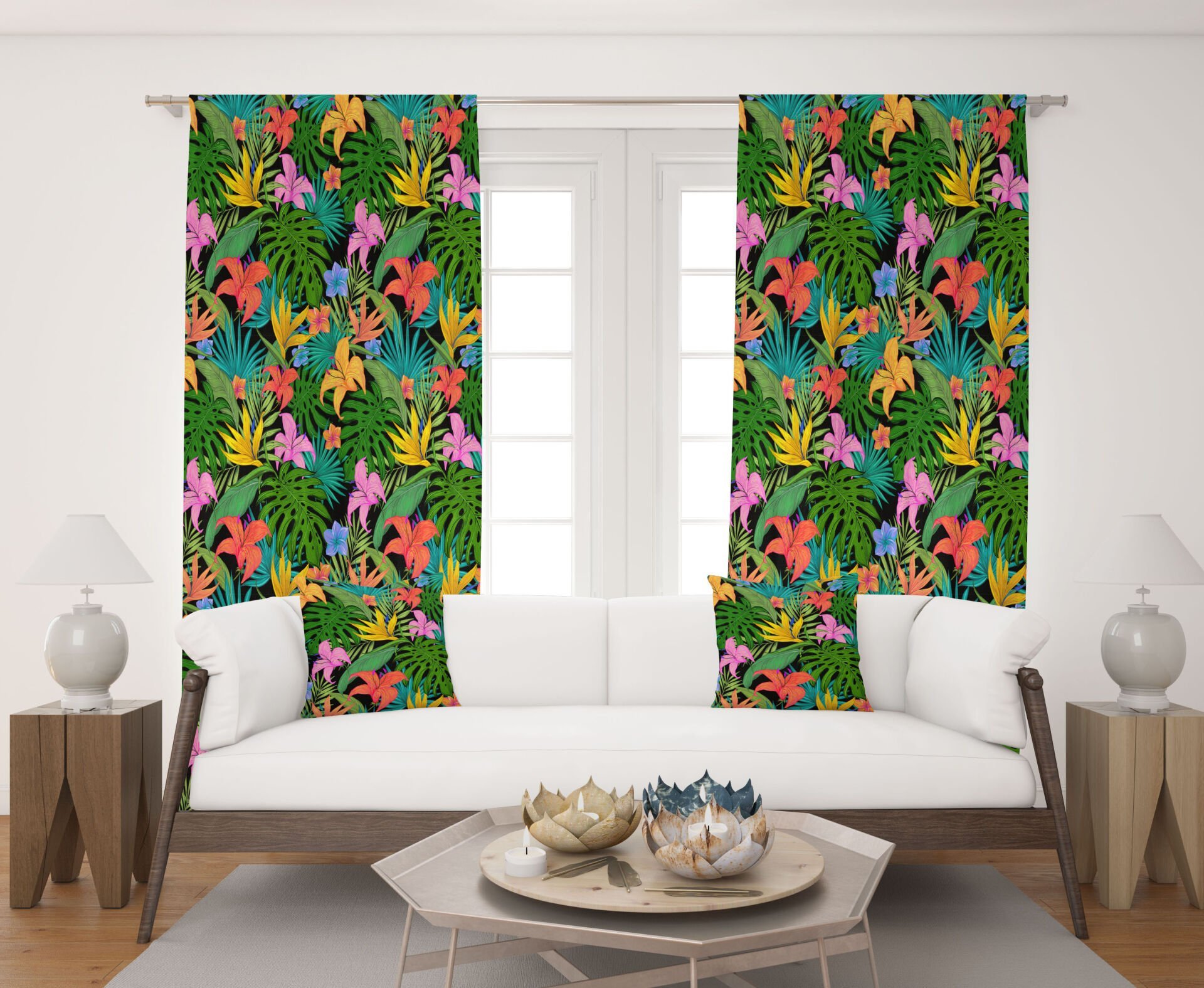 Dijital Baskı Çift Kanat Fon Perde