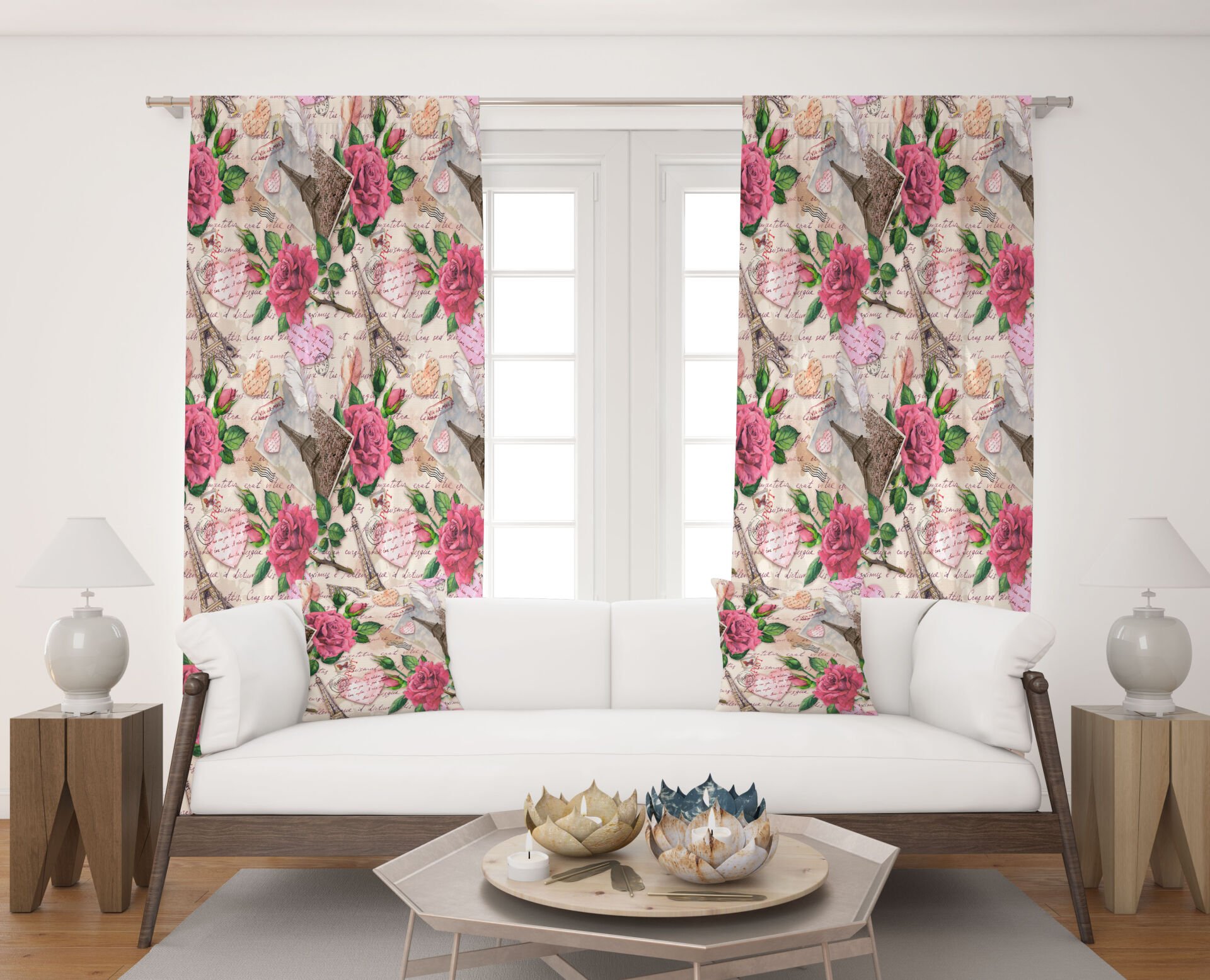 Dijital Baskı Çift Kanat Fon Perde