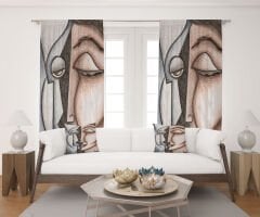 Dijital Baskı Çift Kanat Fon Perde