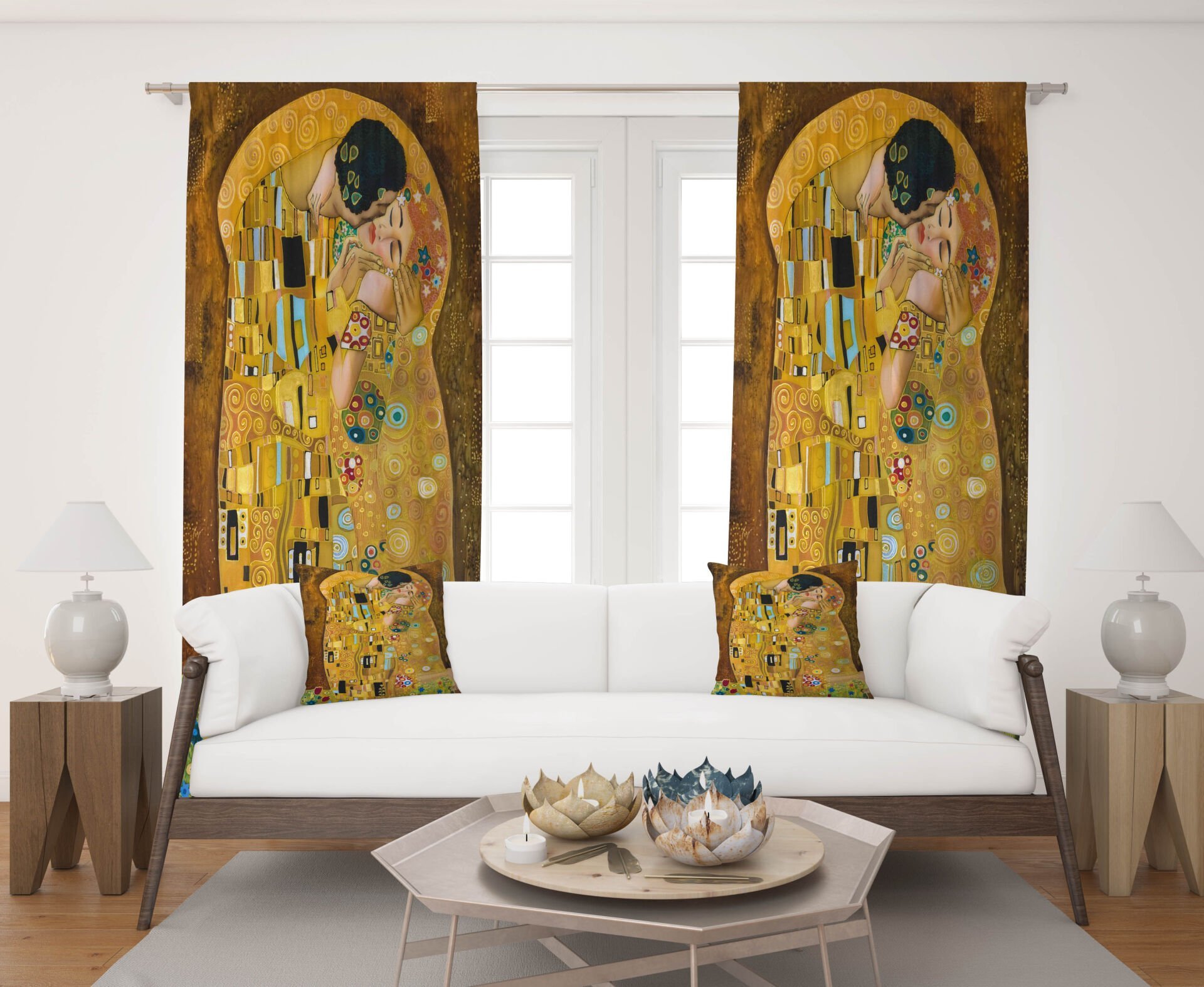 Dijital Baskı Çift Kanat Fon Perde