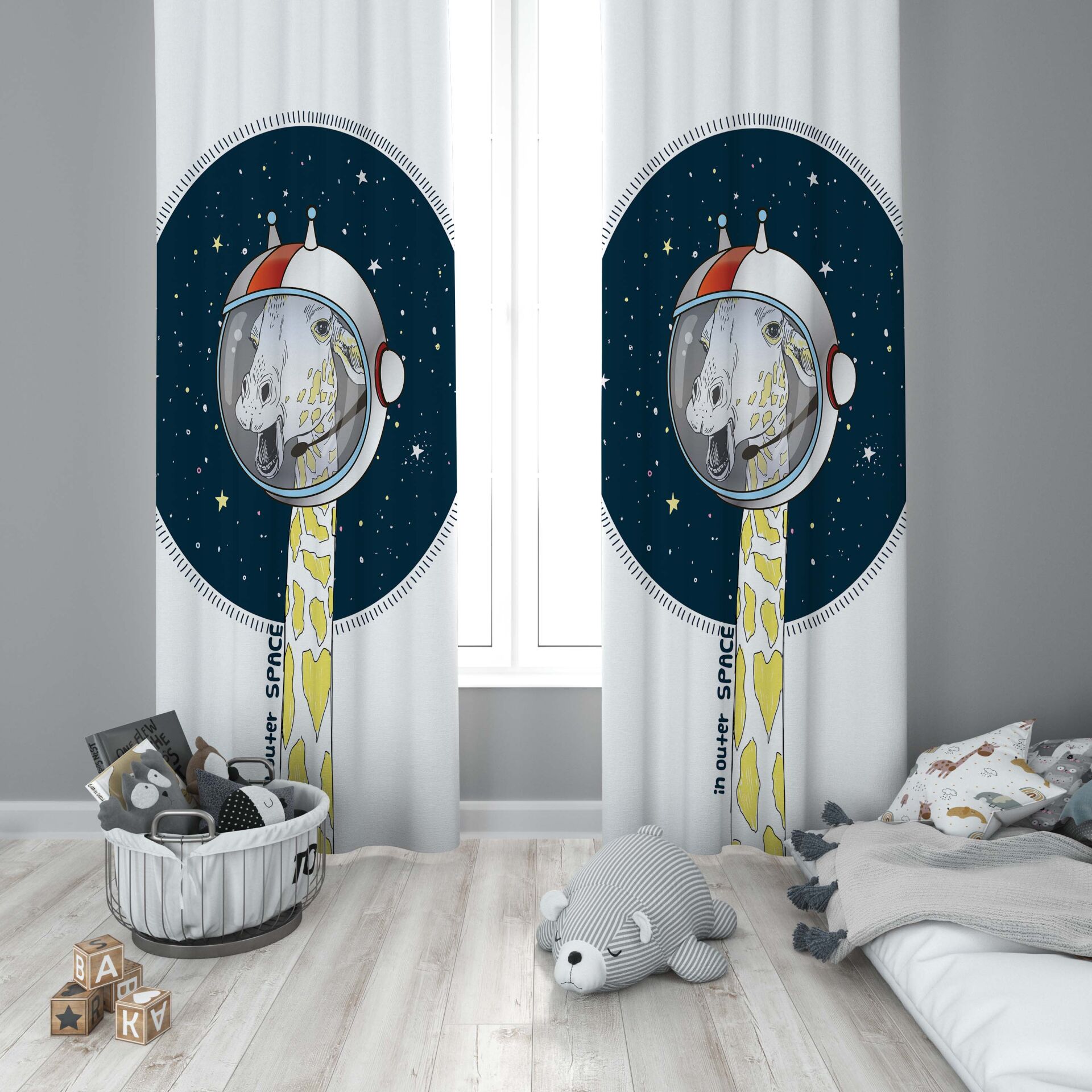 Dijital Baskı Çift Kanat Çocuk Odası Fon Perde