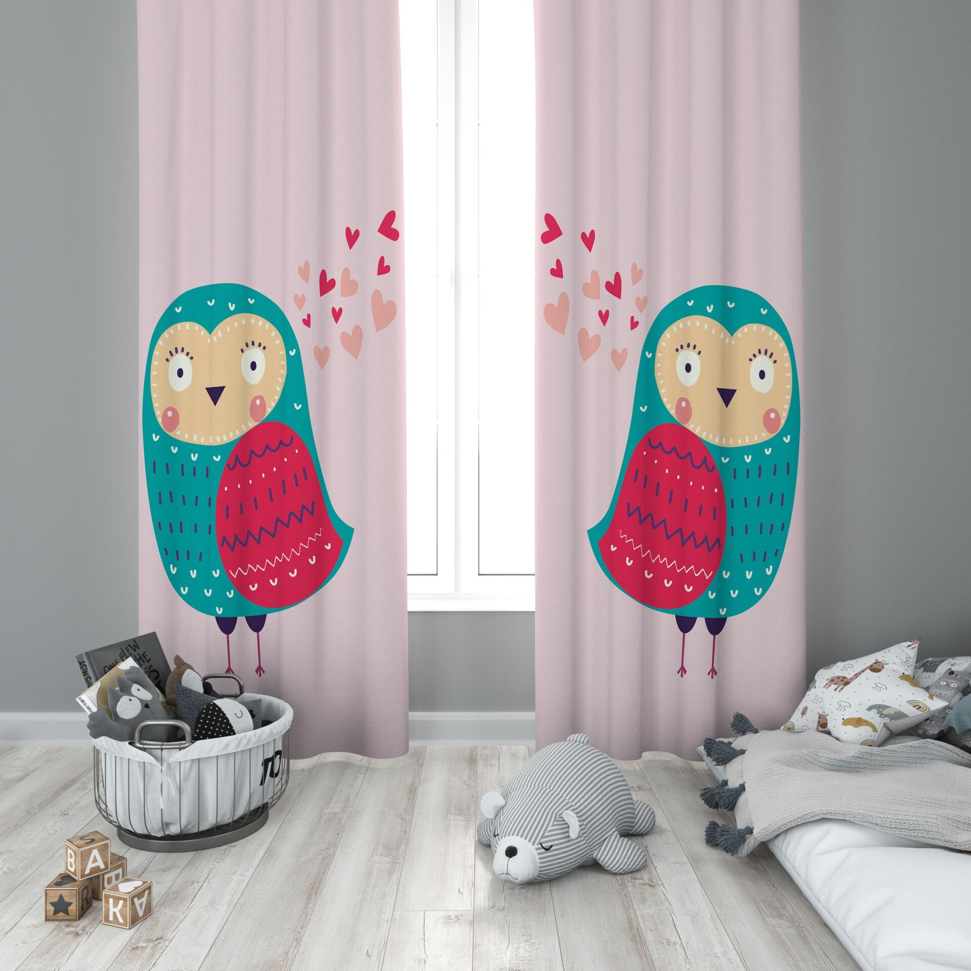 Dijital Baskı Çift Kanat Çocuk Odası Fon Perde