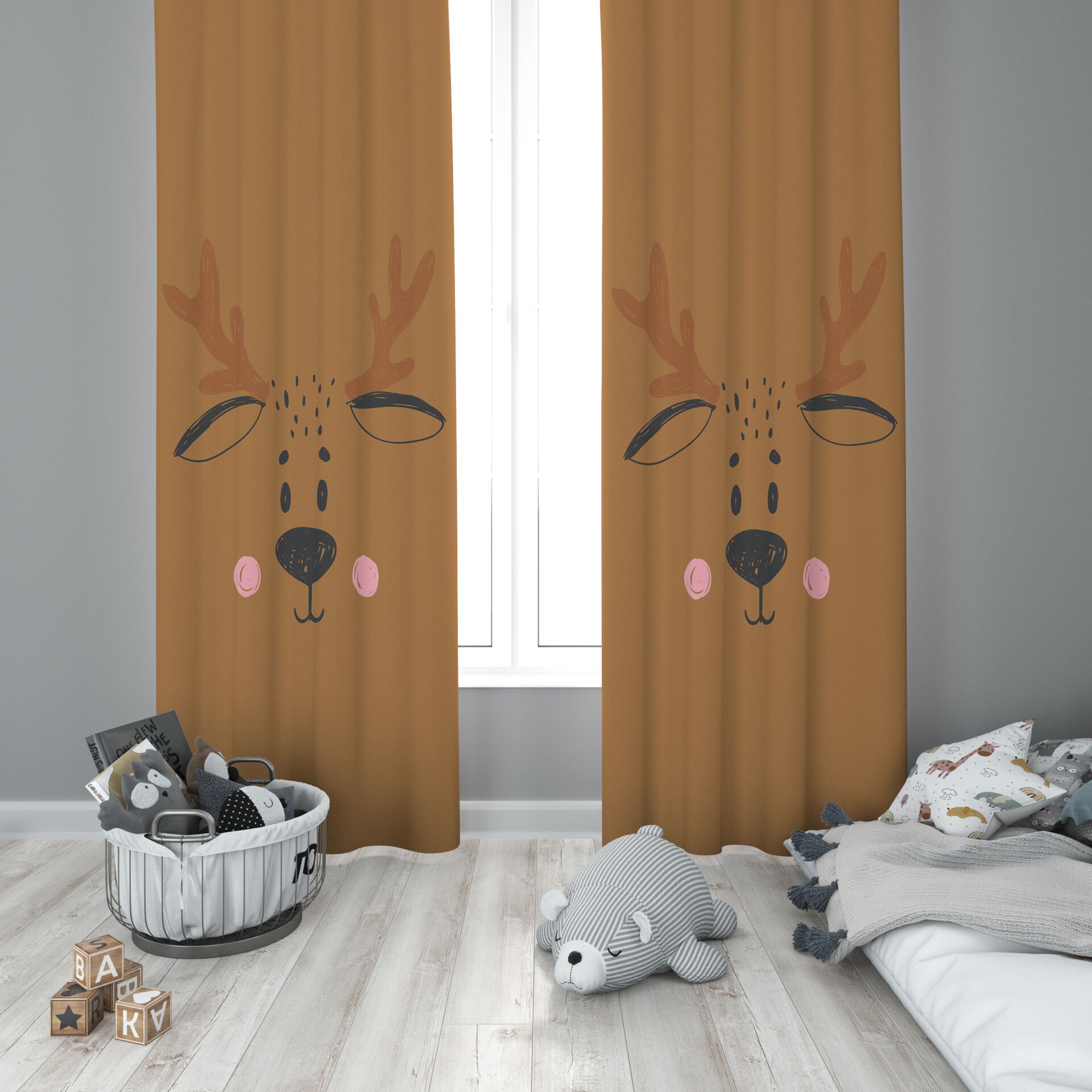 Dijital Baskı Çift Kanat Çocuk Odası Fon Perde