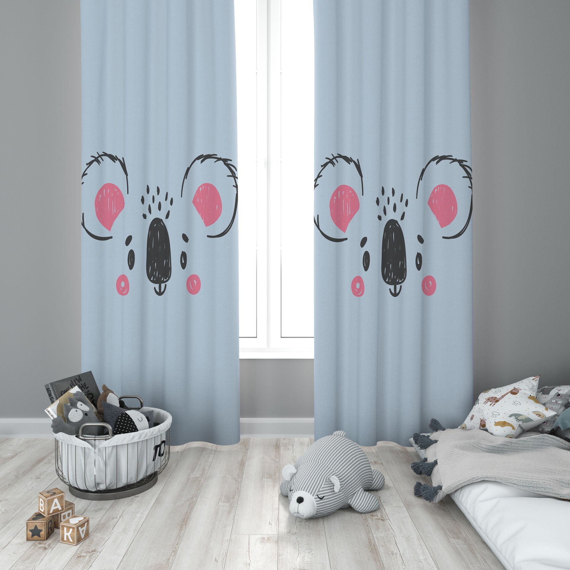 Dijital Baskı Çift Kanat Çocuk Odası Fon Perde