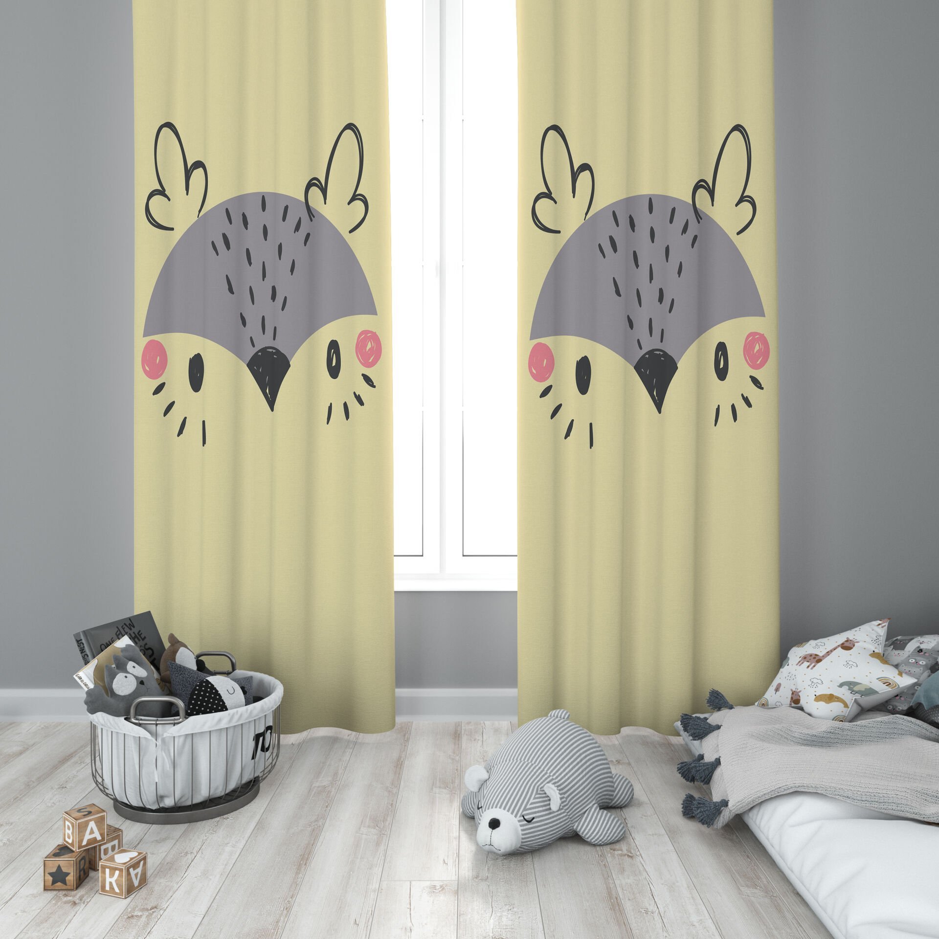 Dijital Baskı Çift Kanat Çocuk Odası Fon Perde