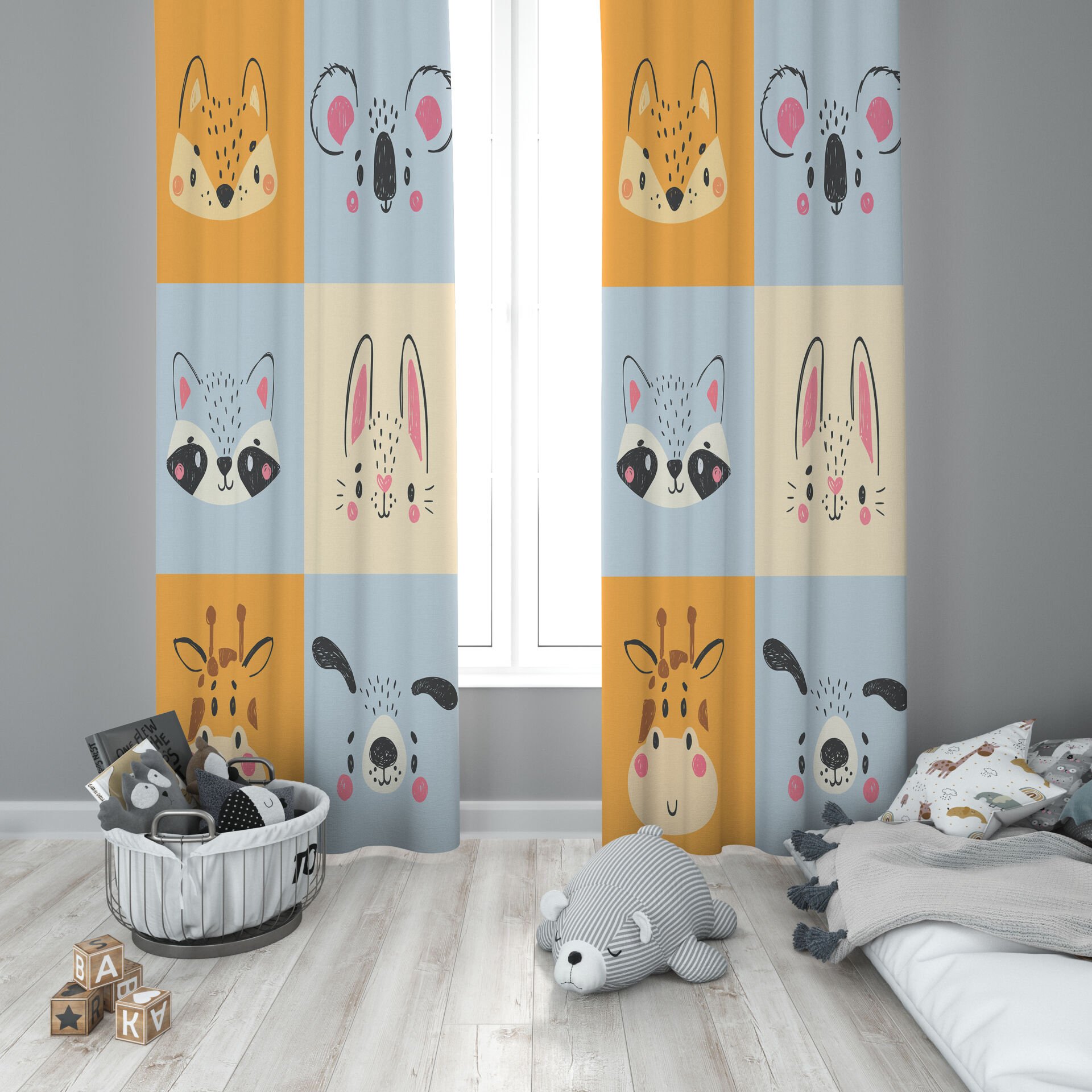 Dijital Baskı Çift Kanat Çocuk Odası Fon Perde