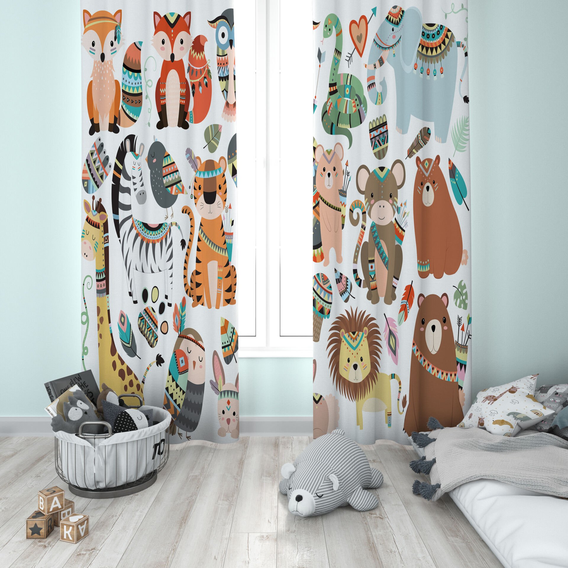 Dijital Baskı Çift Kanat Çocuk Odası Fon Perde