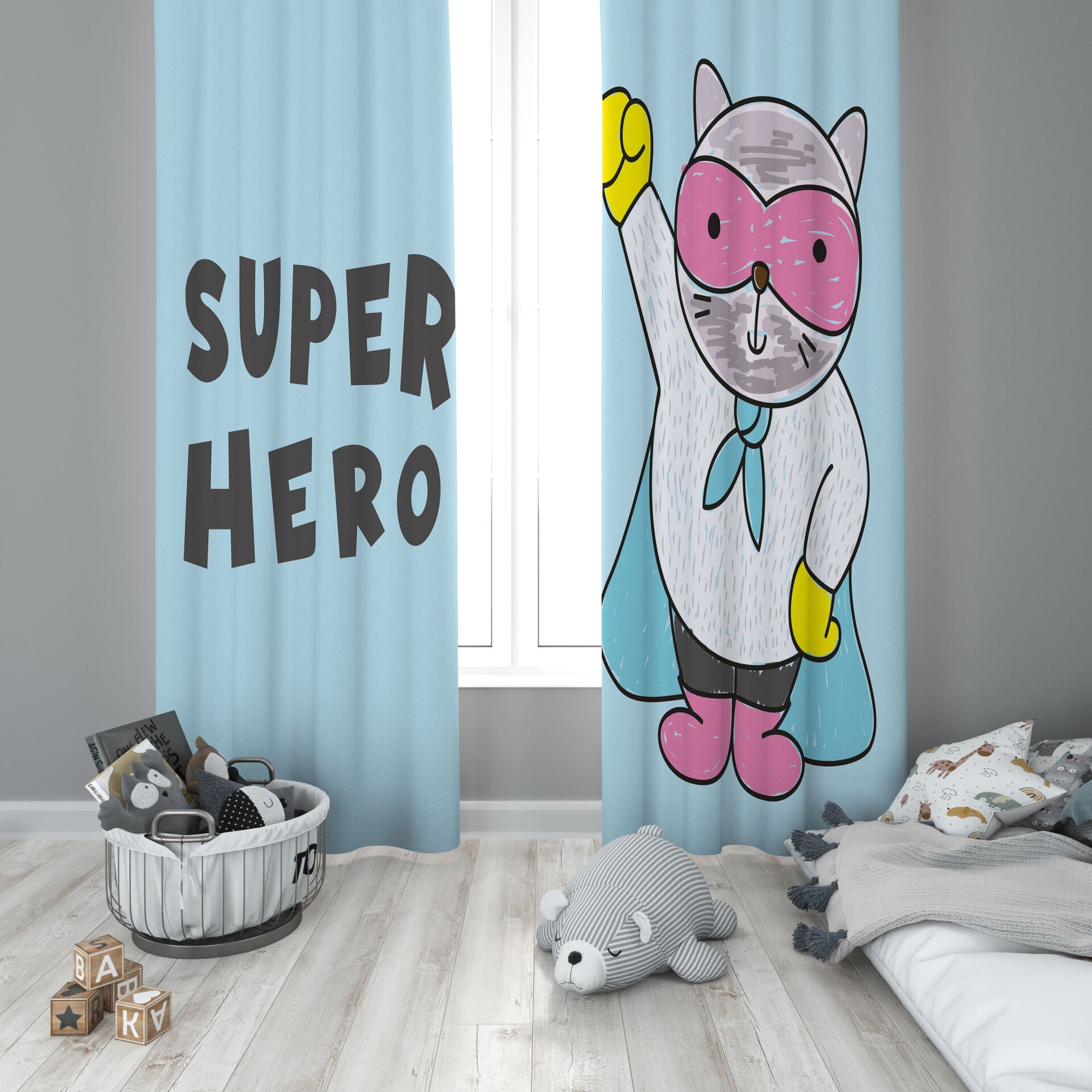 Dijital Baskı Çift Kanat Çocuk Odası Fon Perde