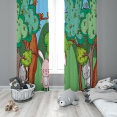 Dijital Baskı Çift Kanat Çocuk Odası Fon Perde