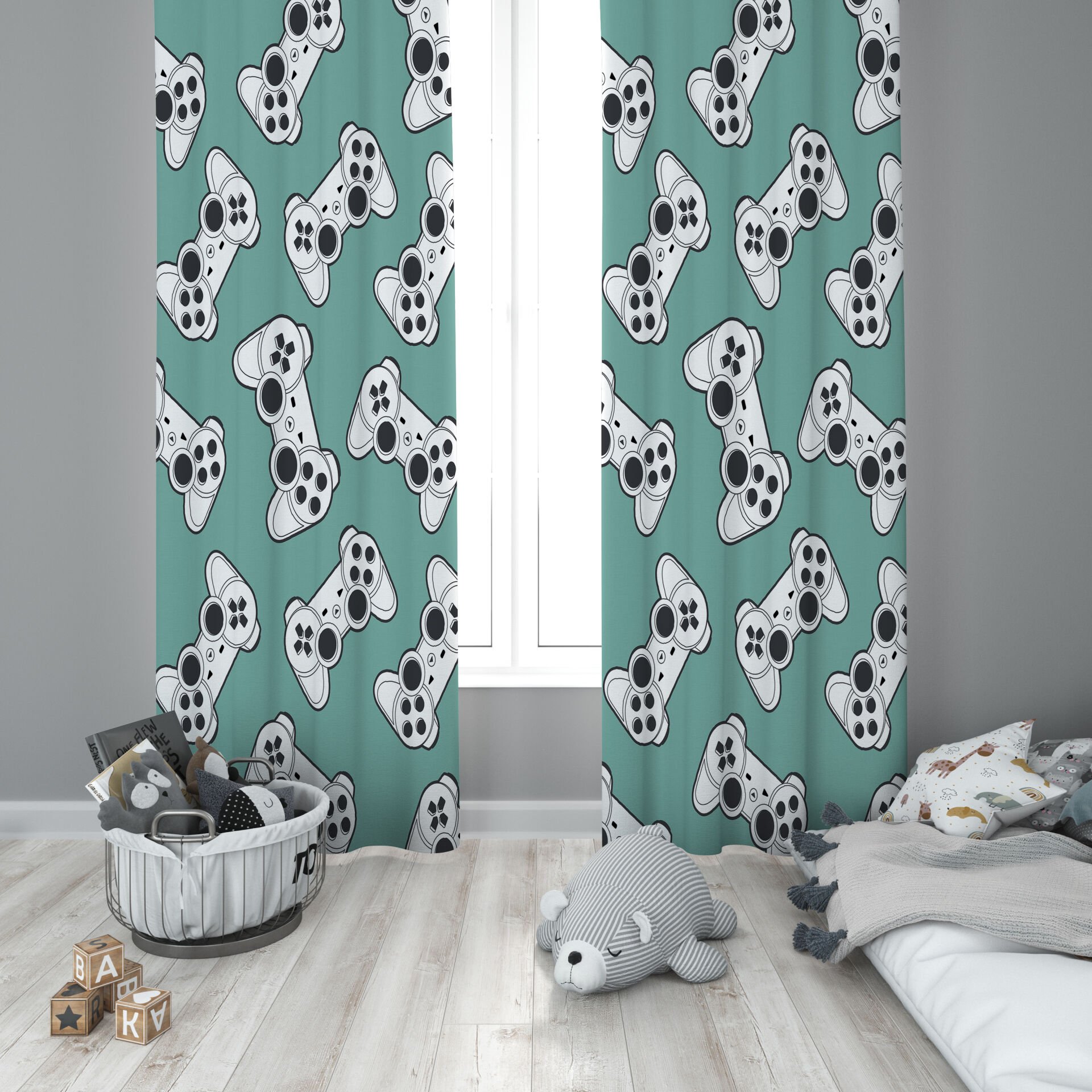 Dijital Baskı Çift Kanat Çocuk Odası Fon Perde