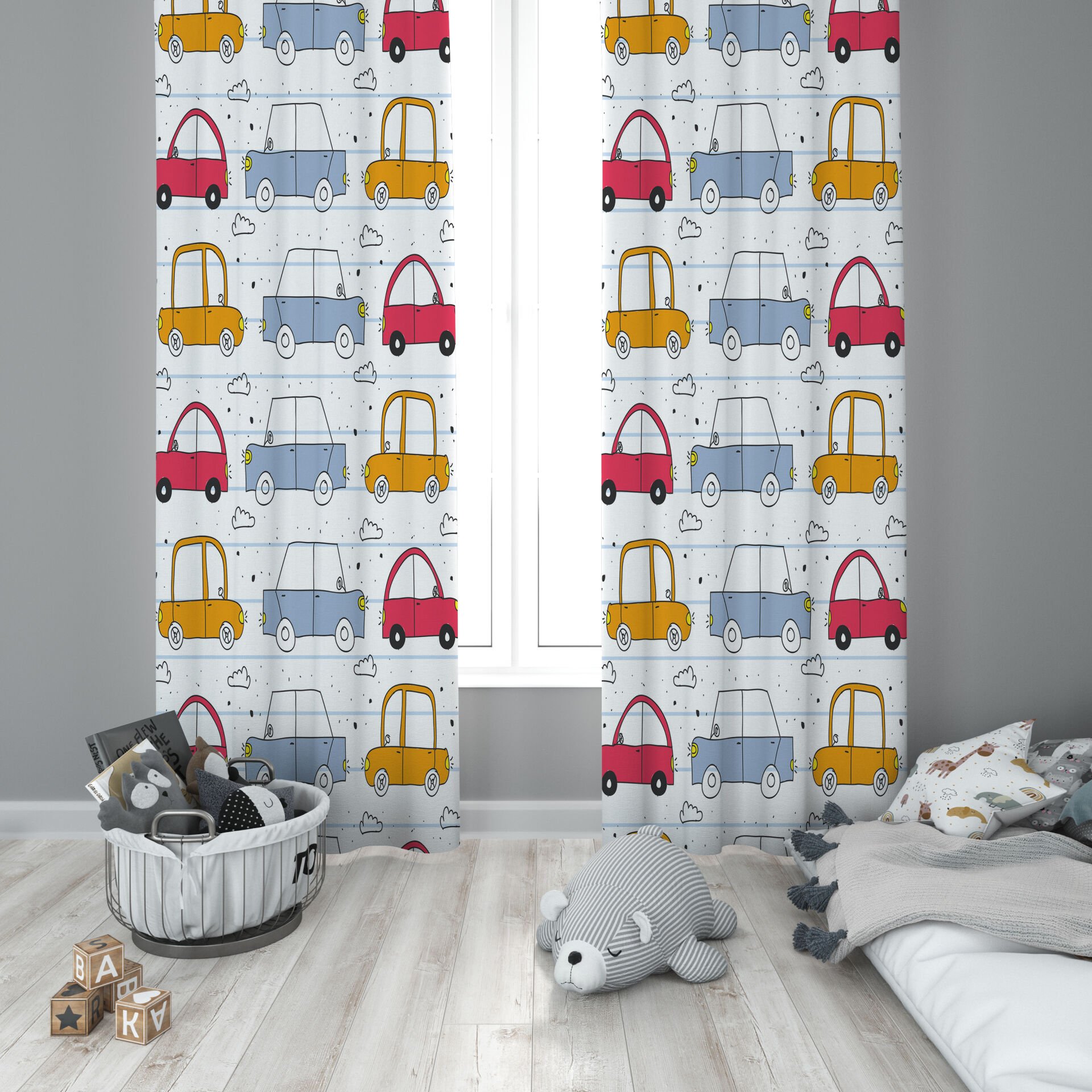 Dijital Baskı Çift Kanat Çocuk Odası Fon Perde