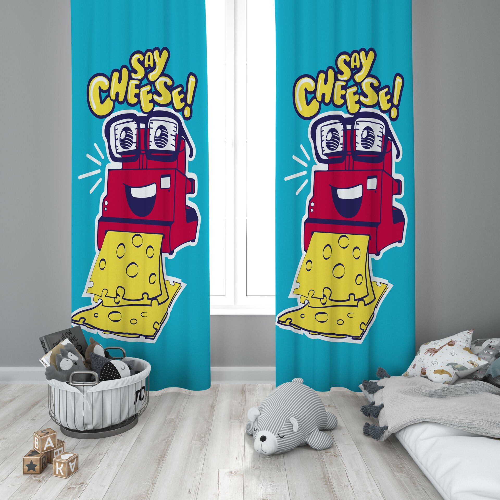 Dijital Baskı Çift Kanat Çocuk Odası Fon Perde