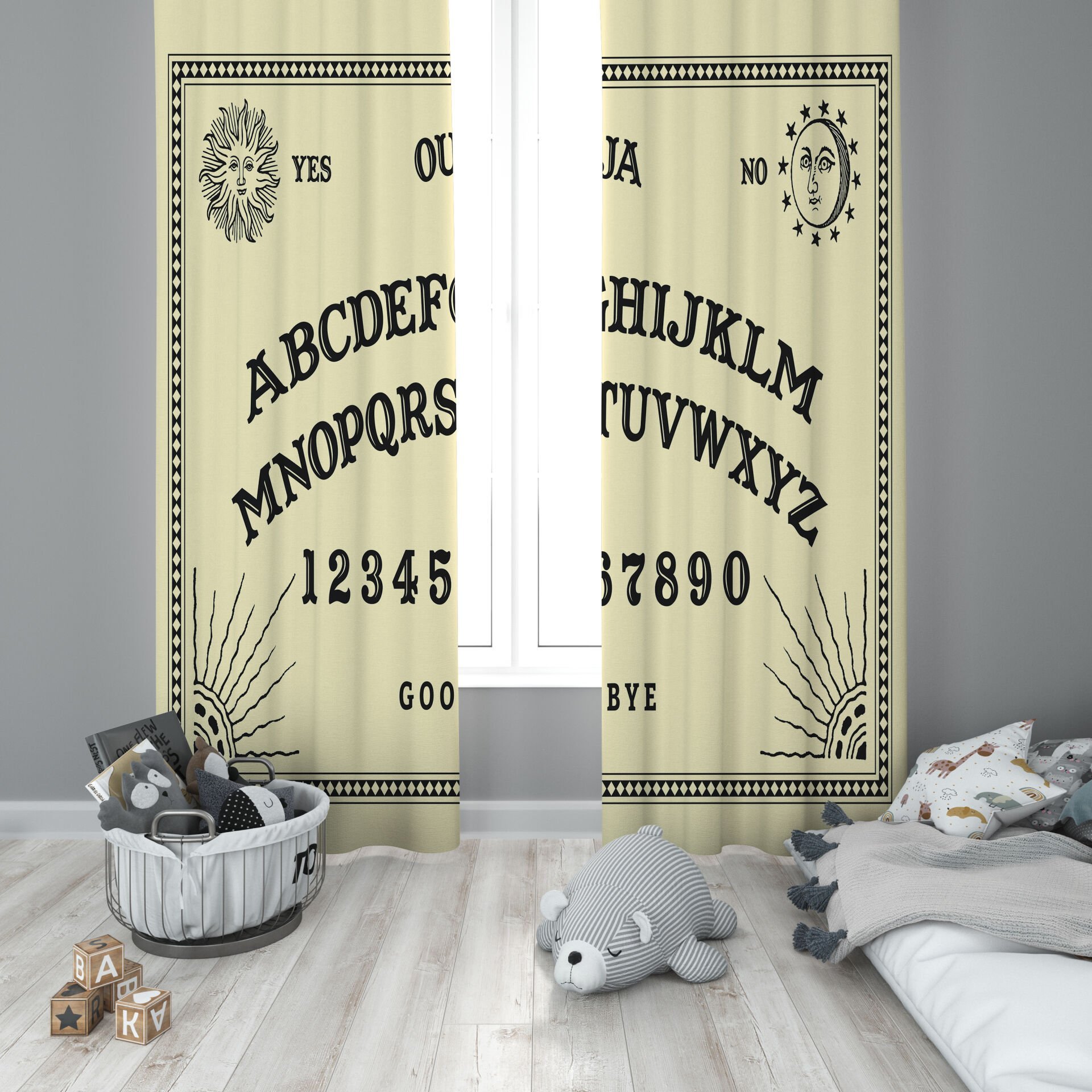 Dijital Baskı Çift Kanat Çocuk Odası Fon Perde